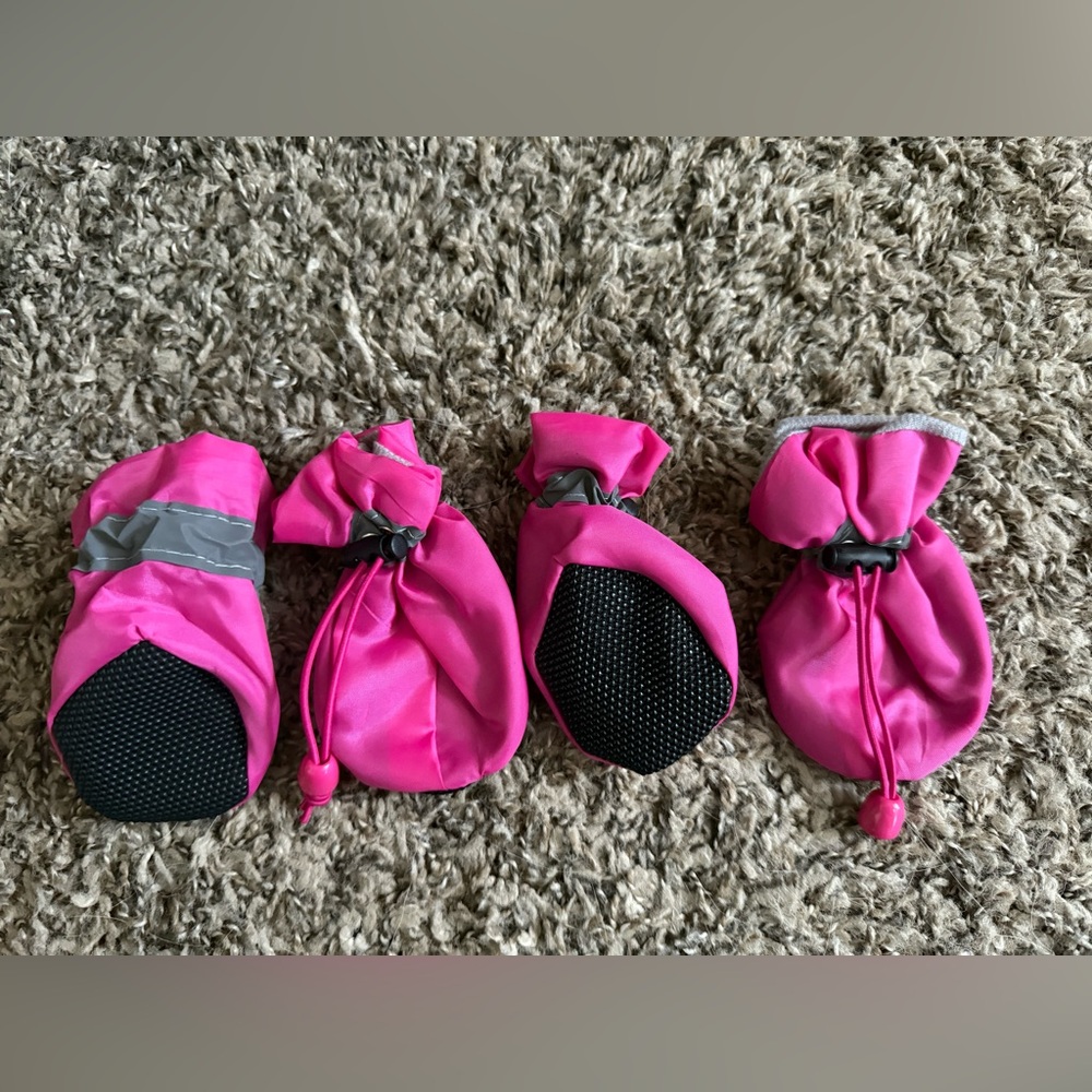 Pink Dog Booties with Black Soles